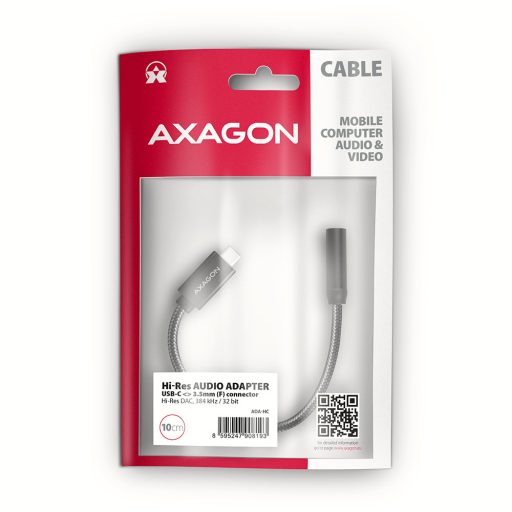 Axagon ADA-HC audio kábel 0,1 M 3.5mm USB C-típus Fekete