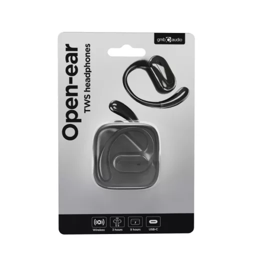 Gembird OWS-01-BK fejhallgató és headset Vezeték nélküli Fülre akasztható Hívás/zene Bluetooth Fekete