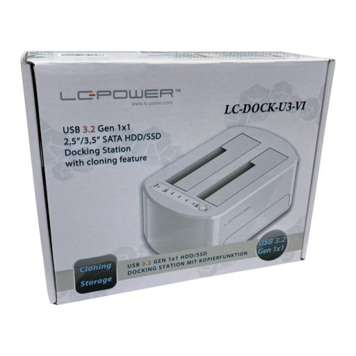 LC-Power LC-DOCK-U3-VI dokkoló állomás tárolóegységhez USB 3.2 Gen 1 (3.1 Gen 1) Type micro-B Fehér