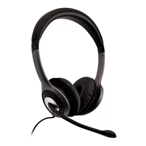 V7 HU521-2EP fejhallgató és headset Vezetékes Fejpánt Iroda/telefonos ügyfélközpont Fekete, Ezüst