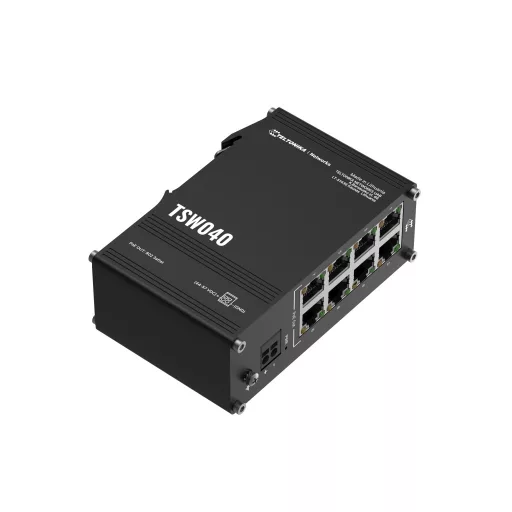 Teltonika NETWORKS TSW040 8-Port PoE+ Switch Beállítást nem igénylő (unmanaged) Fast Ethernet (10/100) Ethernet-áramellátás (PoE) támogatása Fekete