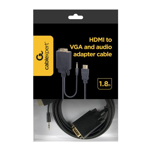 Gembird A-HDMI-VGA-03-6 video átalakító kábel 1,8 M HDMI A-típus (Standard) VGA (D-Sub) + 3.5mm Fekete