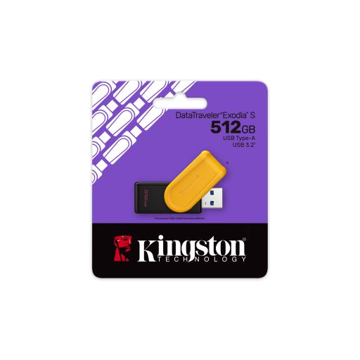 Kingston Technology DataTraveler Exodia S USB flash meghajtó 512 GB USB A típus 3.2 Gen 1 (3.1 Gen 1) Fekete, Sárga
