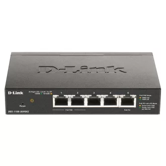   D-Link DGS-1100-05PDV2 hálózati kapcsoló Vezérelt Gigabit Ethernet (10/100/1000) Ethernet-áramellátás (PoE) támogatása Fekete