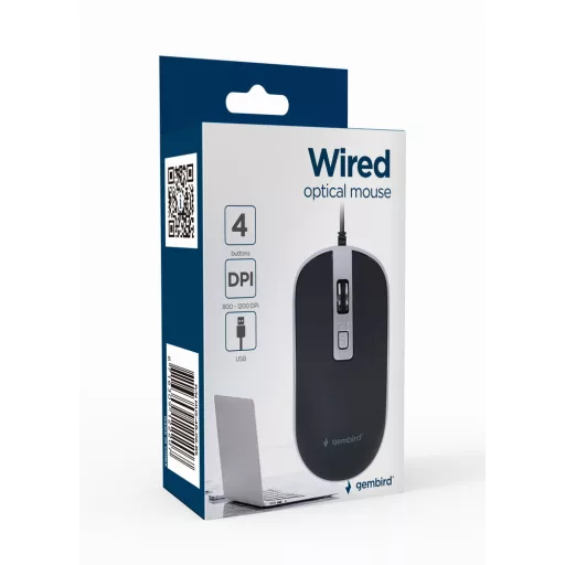 Gembird MUS-4B-06-BS egér Irodai Kétkezes USB A típus Optikai 1200 DPI