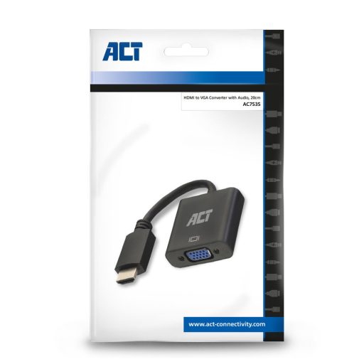 ACT AC7535 video átalakító kábel 0,23 M HDMI A-típus (Standard) VGA (D-Sub) Fekete
