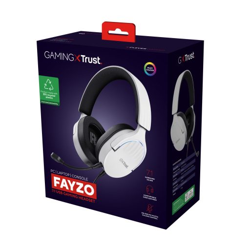 Trust GXT 490 FAYZO Headset Vezetékes Fejpánt Motorbicikli USB A típus Fekete, Fehér