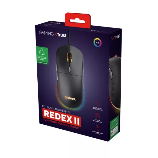 Trust GXT 925 REDEX II egér Játék Jobbkezes USB A típus Lézer 10000 DPI