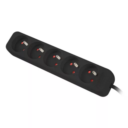 Lanberg PS0-05E-0100-IEC-BK elektromos elosztó 1 M 5 AC kimenet(ek) Beltéri Fekete