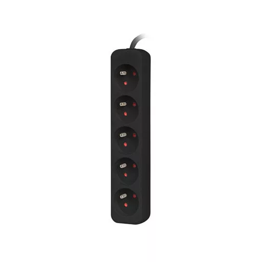 Lanberg PS0-05E-0100-IEC-BK elektromos elosztó 1 M 5 AC kimenet(ek) Beltéri Fekete