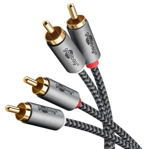 Goobay 65294 audio kábel 3 M 2 x RCA Fekete, Ezüst