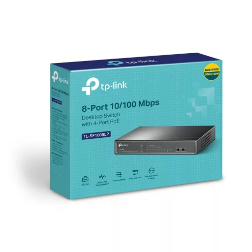 TP-Link TL-SF1008LP hálózati kapcsoló Beállítást nem igénylő (unmanaged) Fast Ethernet (10/100) Ethernet-áramellátás (PoE) támogatása Fekete