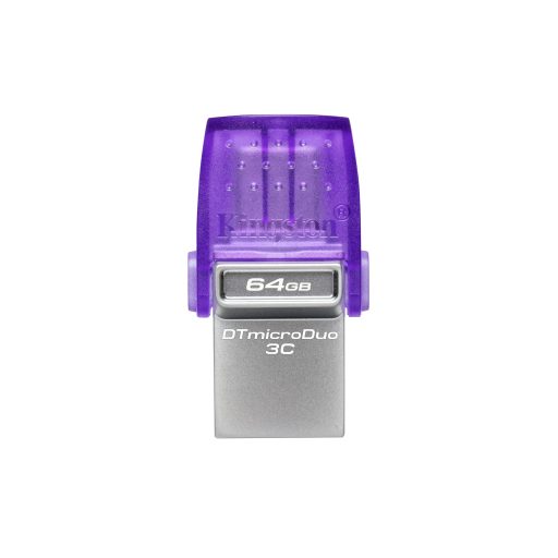 Kingston Technology DataTraveler microDuo 3C USB flash meghajtó 64 GB USB Type-A / USB Type-C 3.2 Gen 1 (3.1 Gen 1) Lila, Rozsdamentes acél