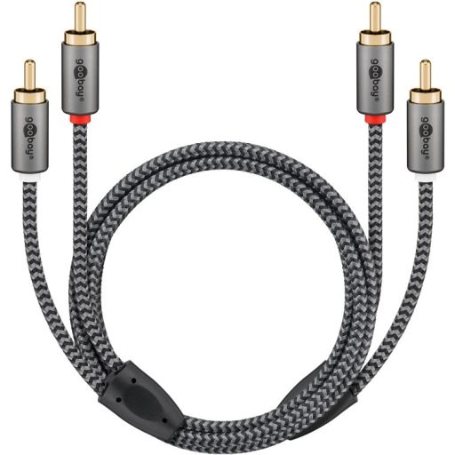 Goobay 65295 audio kábel 5 M 2 x RCA Fekete, Ezüst