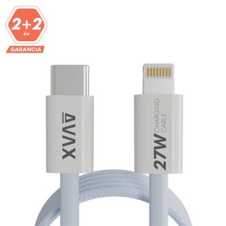   KAB AVAX CB611LB MAGNETY 27W USB-C - LIGHTNING mágneses gyorstöltő kábel, fonott, világoskék - 1m