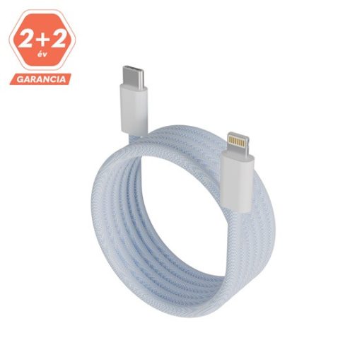KAB AVAX CB611LB MAGNETY 27W USB-C - LIGHTNING mágneses gyorstöltő kábel, fonott, világoskék - 1m