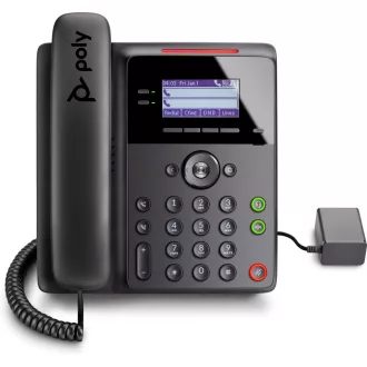   HP Poly Edge B10 IP Phone with Power Supply PRC IP telefon Fekete 2 sorok LCD