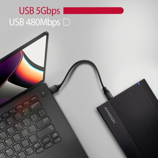 Axagon EE35-GTR USB-C 5Gbps - SATA 6G, 3.5 RIBBED box BLACK - USB Typ C HDD ház Fekete 3.5"