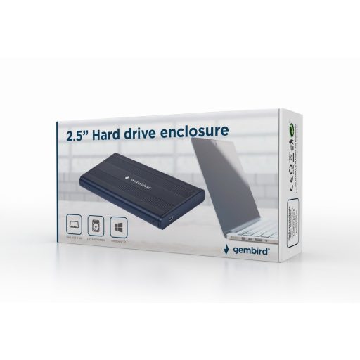 Gembird EE2-U2S-5 tárolóegység burkolat HDD ház Fekete 2.5"