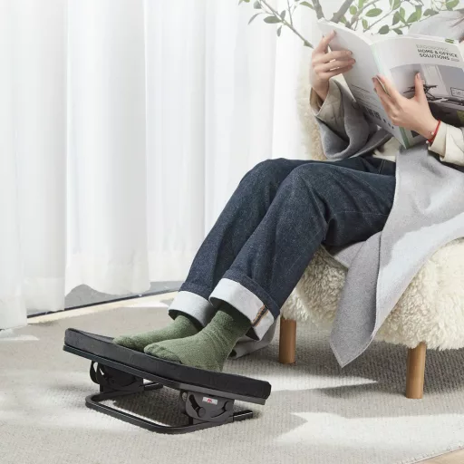 Maclean MC-460 Ergonomic Footrest Leg Foot Rest Infinitely Adjustable Angle Under Desk Removable Cushion Cushioned