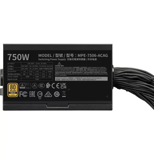 Cooler Master MWE Gold V3 ATX 3.1 Non-Modular Series 750 W 24-pin ATX Fekete