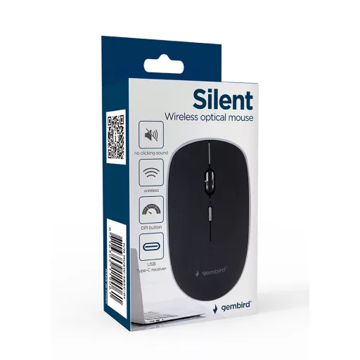 Gembird MUSW-4BSC-01 egér Kétkezes RF Wireless + USB Type-C Optikai 1600 DPI