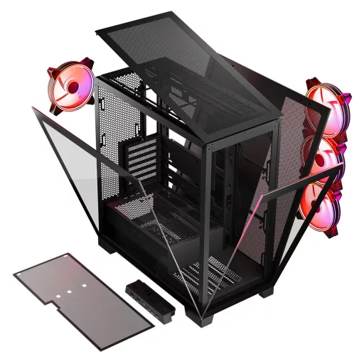 Modecom Volcano SPACE APEX ARGB MIDI USB 3.0 X 2 CYPE-C - AT Midi Tower Fekete
