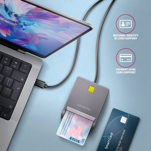 Axagon CRE-SM3TC chipkártya olvasó USB 2.0 Type-C Szürke