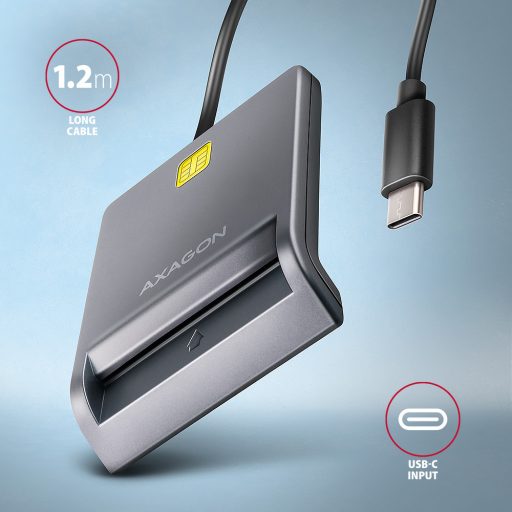 Axagon CRE-SM3TC chipkártya olvasó USB 2.0 Type-C Szürke
