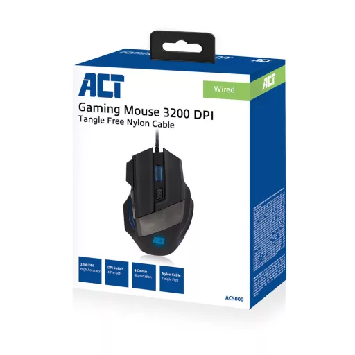 ACT AC5000 egér Játék Jobbkezes USB A típus Optikai 3200 DPI