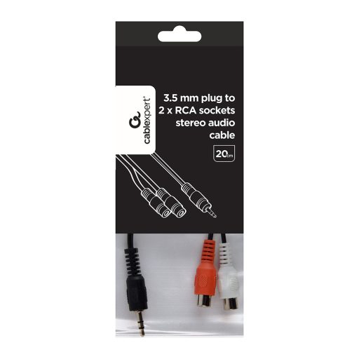 Gembird CCA-406 audio kábel 0,2 M 3.5mm 2 x RCA Fekete, Vörös, Fehér