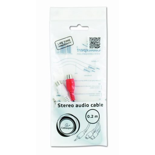 Gembird CCA-406 audio kábel 0,2 M 3.5mm 2 x RCA Fekete, Vörös, Fehér