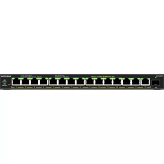   NETGEAR 16-Port High-Power PoE+ Gigabit Ethernet Plus Switch (231W) with 1 SFP port (GS316EPP) Vezérelt Gigabit Ethernet (10/100/1000) Ethernet-áramellátás (PoE) támogatása Fekete