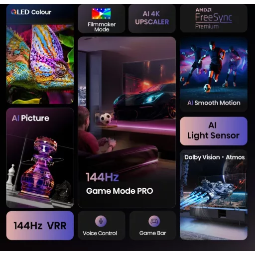 Hisense 55E77Q PRO 139,7 cm (55") 4K Ultra HD Smart TV Wi-Fi Fekete