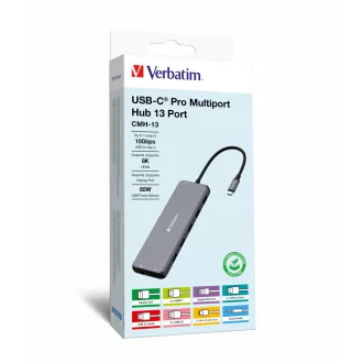 Verbatim CMH-13 USB C-típus 10000 Mbit/s Ezüst