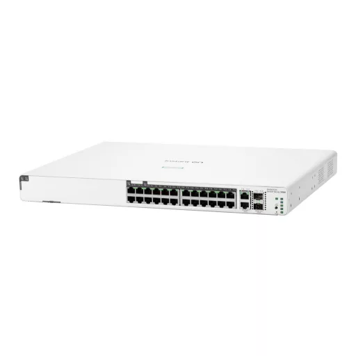 HPE Aruba Networking Networking Instant On Switch 20p Gigabit CL4 4p Gigabit CL6 PoE 2p 10GBT 2p SFP+ 370W 1960 Vezérelt L2+ Gigabit Ethernet (10/100/1000) Ethernet-áramellátás (PoE) támogatása 1U Fehér