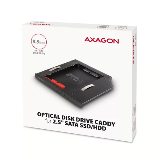 Axagon RSS-CD09 2.5 SSD/HDD caddy into DVD slot 9.5 mm LED ALU Belső SATA