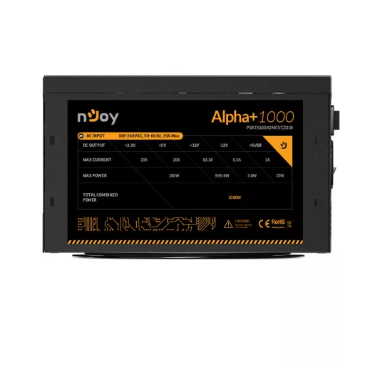 nJoy Alpha+ 1000 1000 W 20+4 pin ATX ATX Fekete