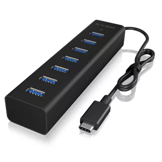   ICY BOX IB-HUB1700-C3 USB 3.2 Gen 1 (3.1 Gen 1) Type-C 5000 Mbit/s Fekete