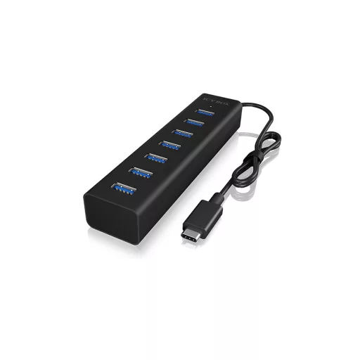 ICY BOX IB-HUB1700-C3 USB 3.2 Gen 1 (3.1 Gen 1) Type-C 5000 Mbit/s Fekete