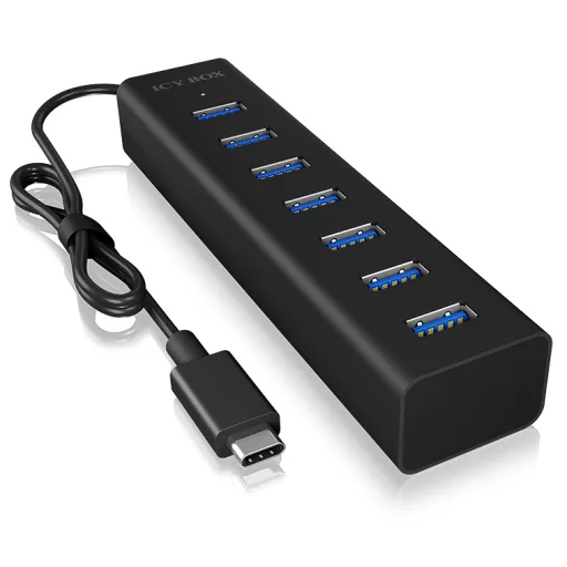 ICY BOX IB-HUB1700-C3 USB 3.2 Gen 1 (3.1 Gen 1) Type-C 5000 Mbit/s Fekete