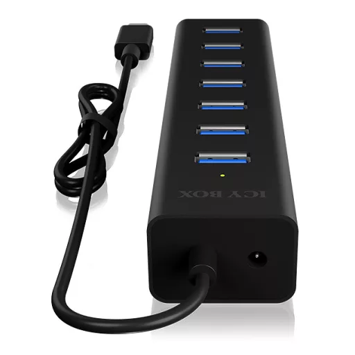 ICY BOX IB-HUB1700-C3 USB 3.2 Gen 1 (3.1 Gen 1) Type-C 5000 Mbit/s Fekete