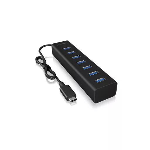 ICY BOX IB-HUB1700-C3 USB 3.2 Gen 1 (3.1 Gen 1) Type-C 5000 Mbit/s Fekete