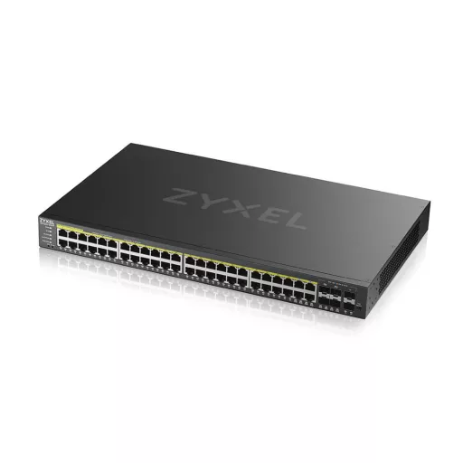 Zyxel GS2220-50HP-EU0101F hálózati kapcsoló Vezérelt L2 Gigabit Ethernet (10/100/1000) Ethernet-áramellátás (PoE) támogatása Fekete