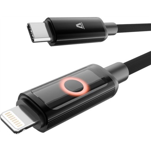 KAB AVAX CB651 PULSEY 27W USB-C – Lightning gyorstöltő kábel, fonott, szürke - 1m
