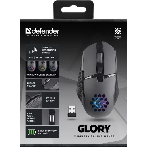 Defender GLORY GM-514 egér Játék Jobbkezes Vezeték nélküli RF Optikai 3200 DPI
