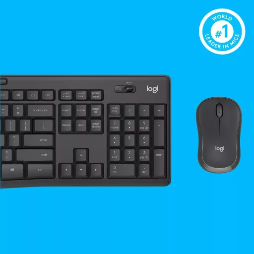 Logitech 920-009800 billentyűzet Egér mellékelve Irodai Vezeték nélküli RF QWERTY Nemzetközi amerikai Grafit