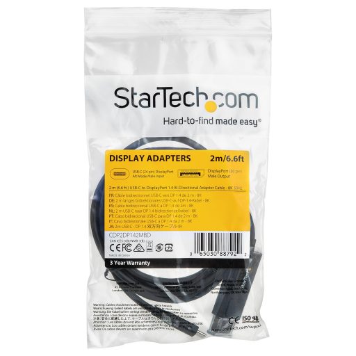 StarTech.com CDP2DP142MBD video átalakító kábel 2 M USB C-típus DisplayPort Fekete