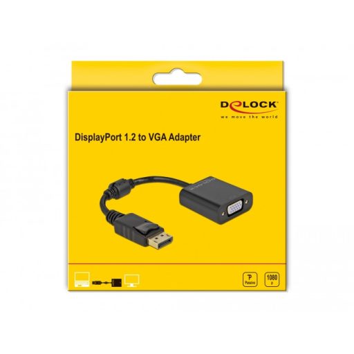 DeLOCK 61006 video átalakító kábel 0,15 M DisplayPort VGA (D-Sub) Fekete
