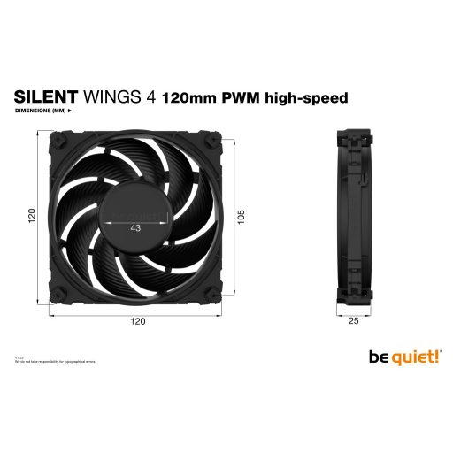 be quiet! SILENT WINGS 4 | 120mm PWM high-speed 12 cm Fekete 1 db